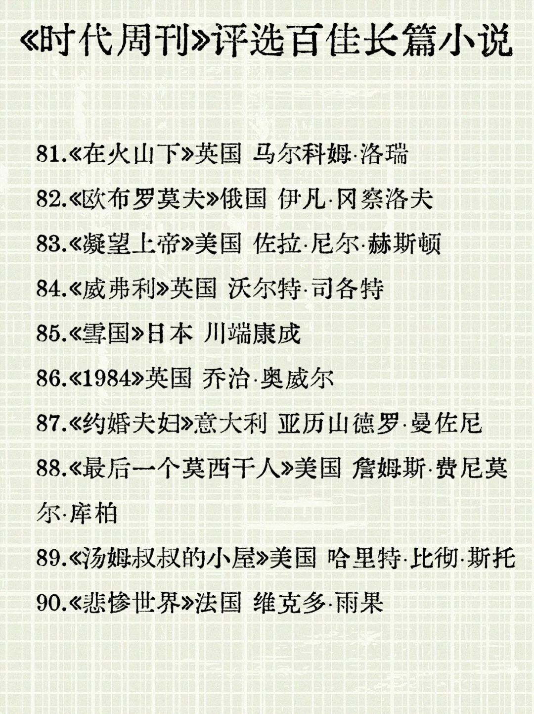 书单分享📚时代周刊评百佳长篇小说