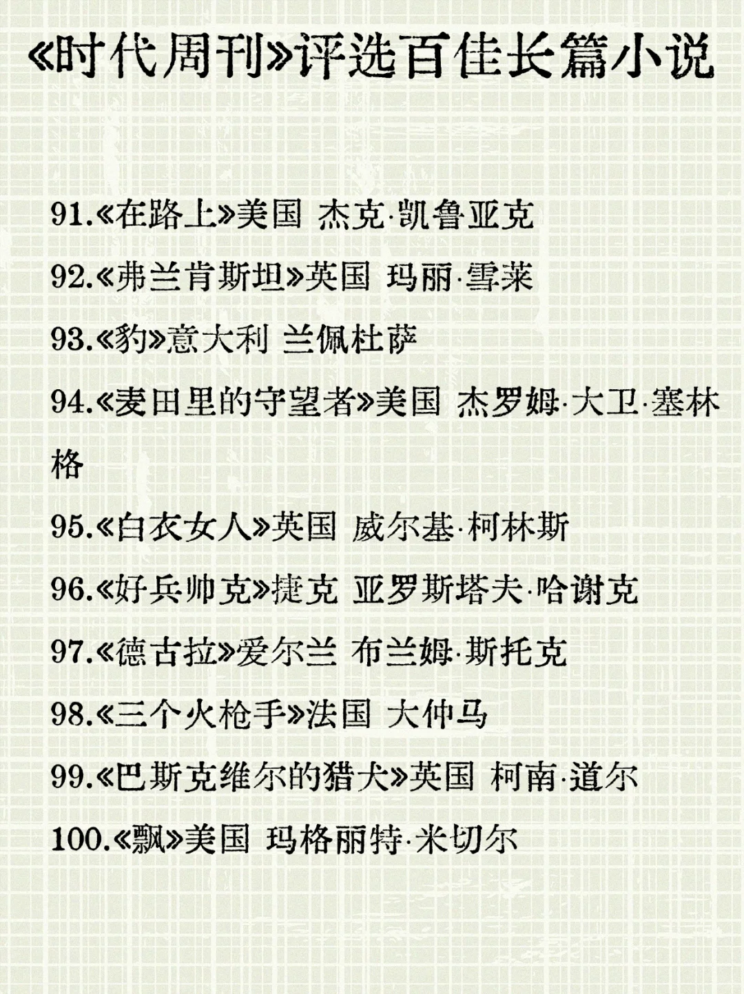 书单分享📚时代周刊评百佳长篇小说