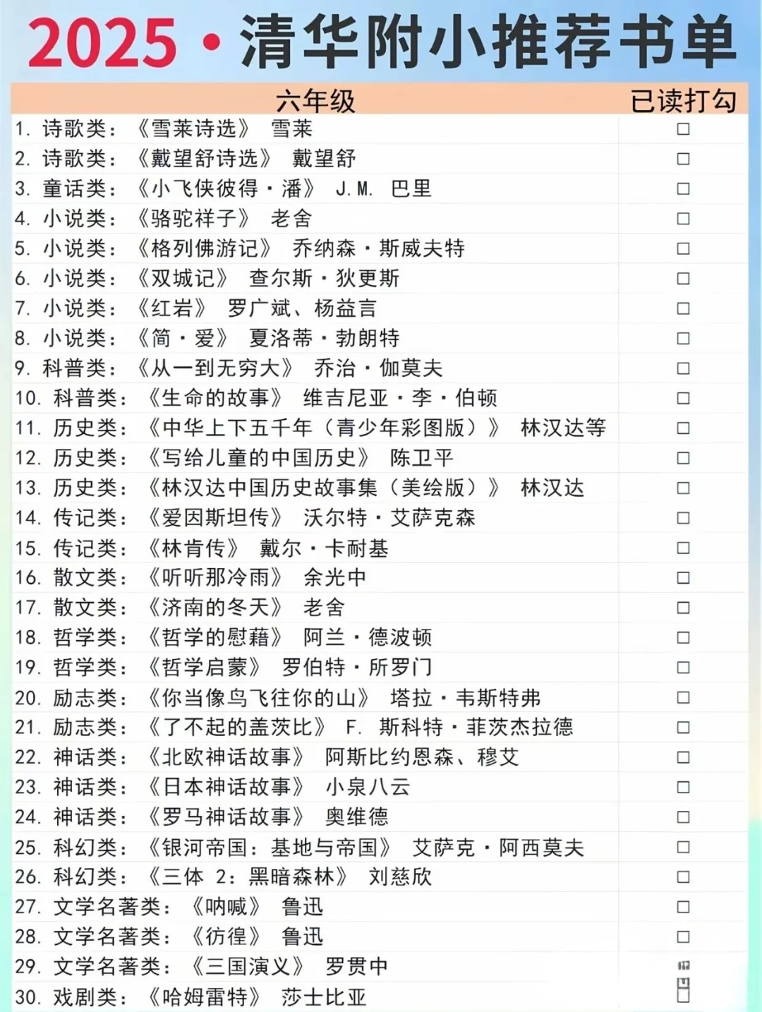 清华附小推荐阅读书单，为娃收藏，一起阅读