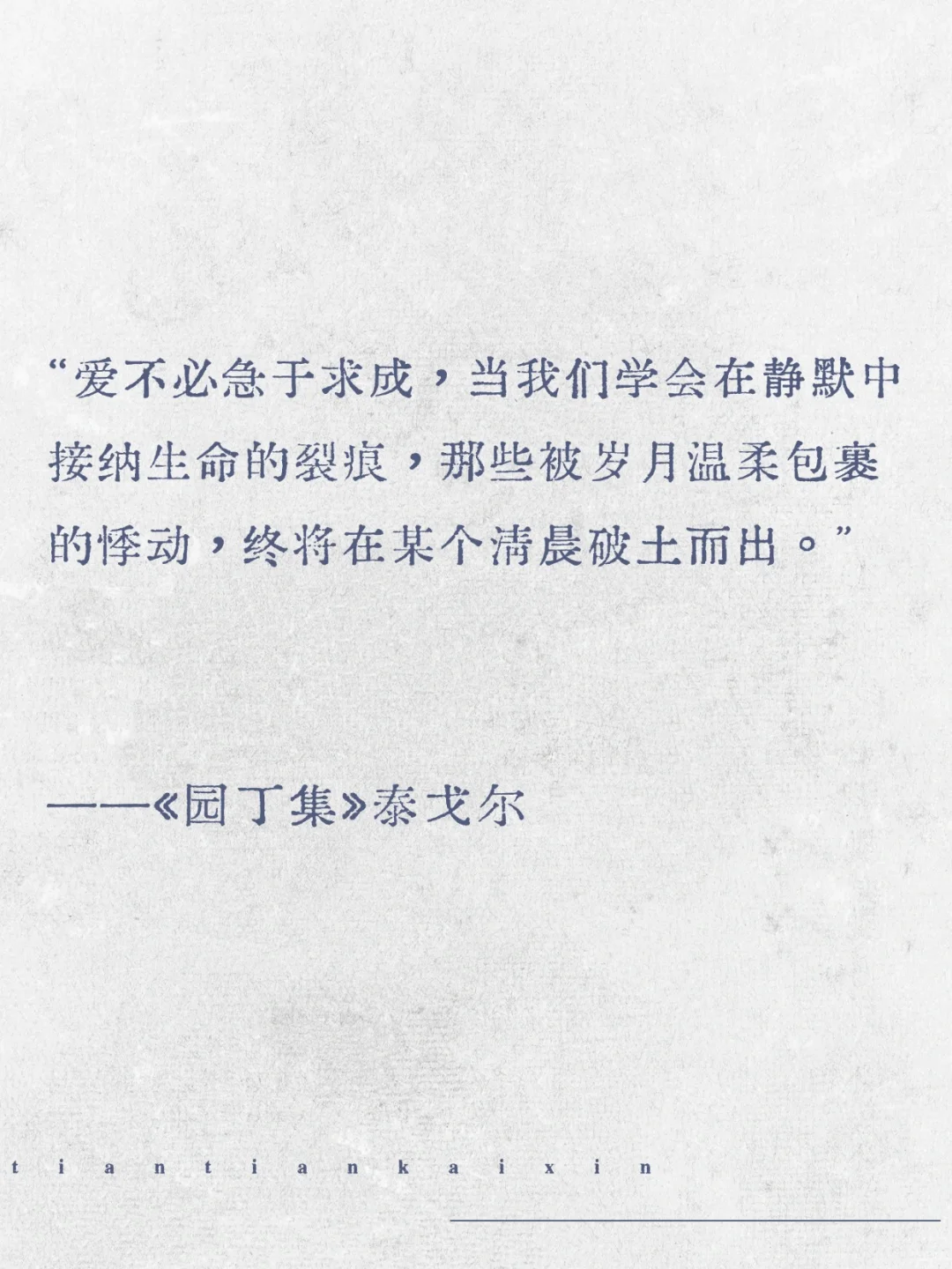 “请允许爱和春天一样缓慢地来。”