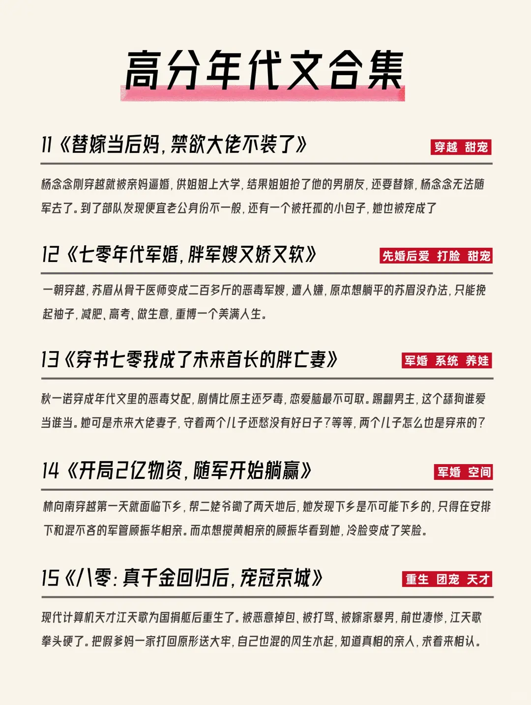 🔥小说推荐|🌈年代穿书爽文合集