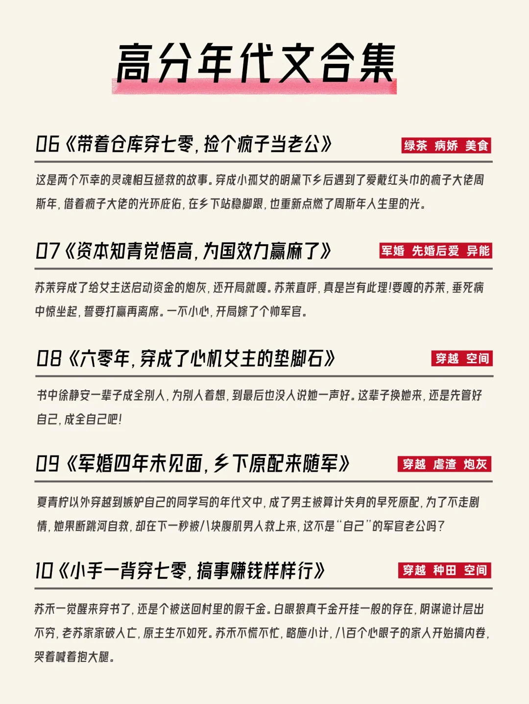 🔥小说推荐|🌈年代穿书爽文合集