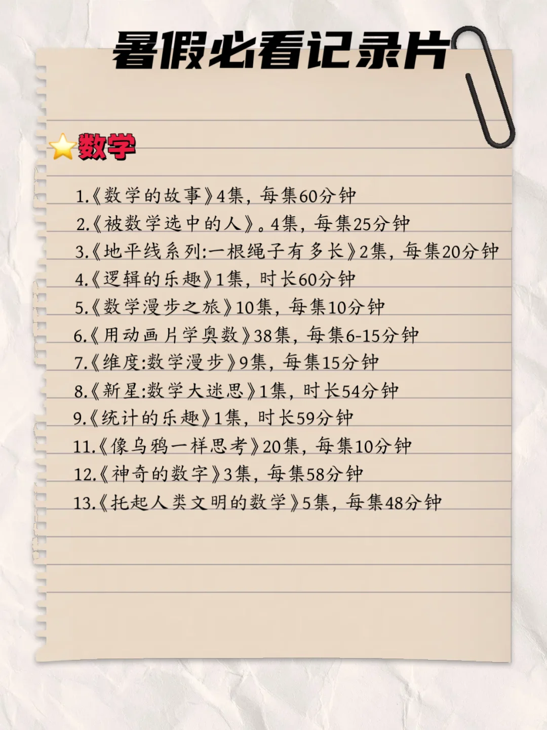央视推荐‼️暑假必看的100部记录片