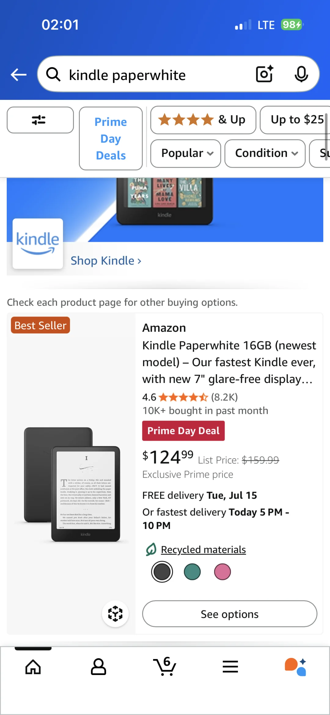 Amazon Prime Day Kindle