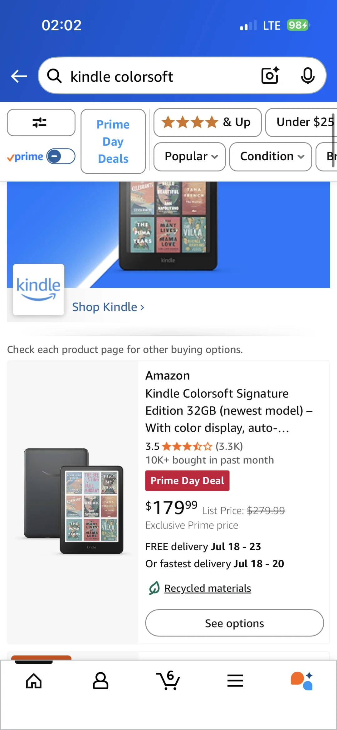 Amazon Prime Day Kindle