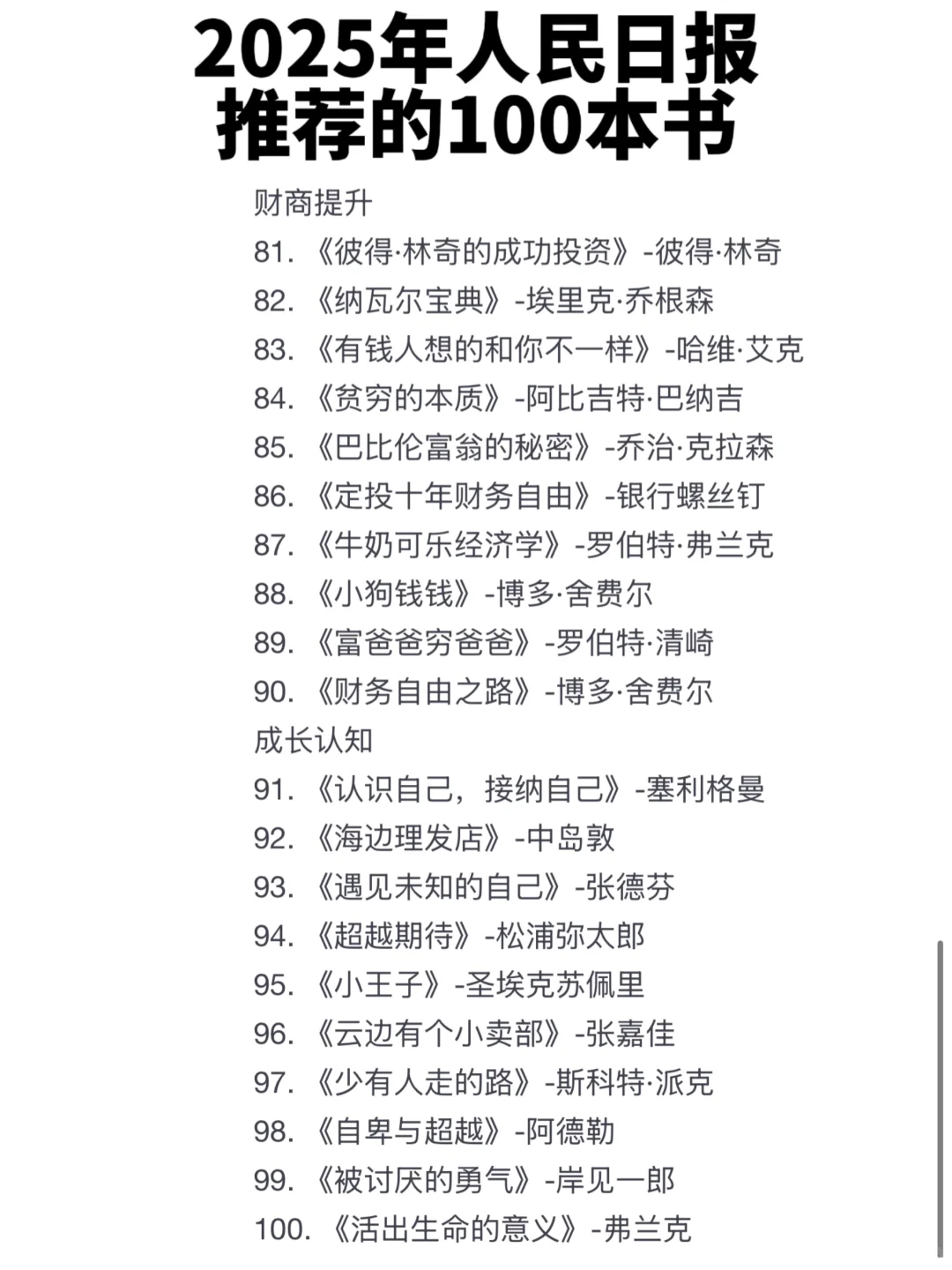 2025年人民日报推荐的100本书