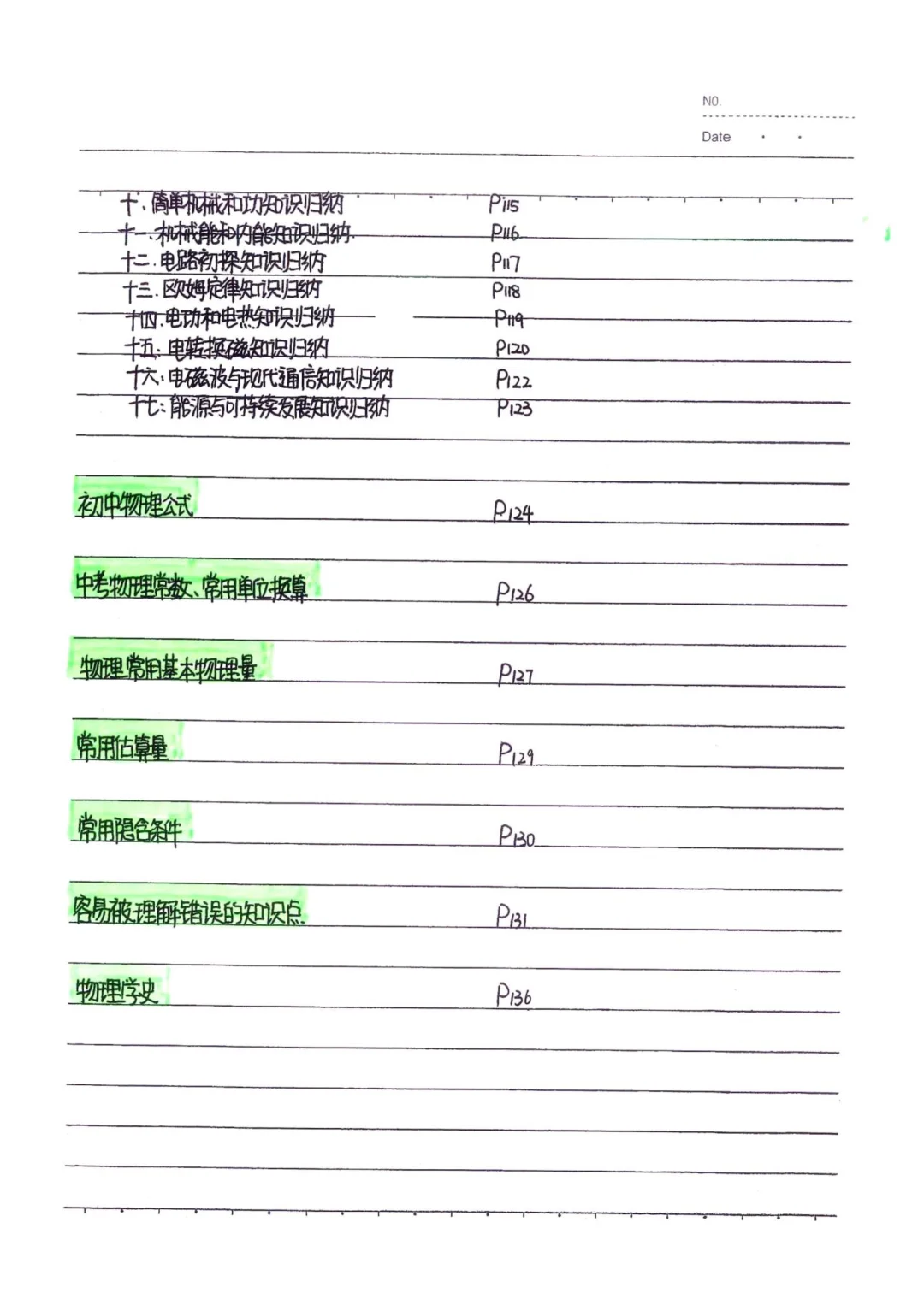中考状元物理笔记+名师笔记