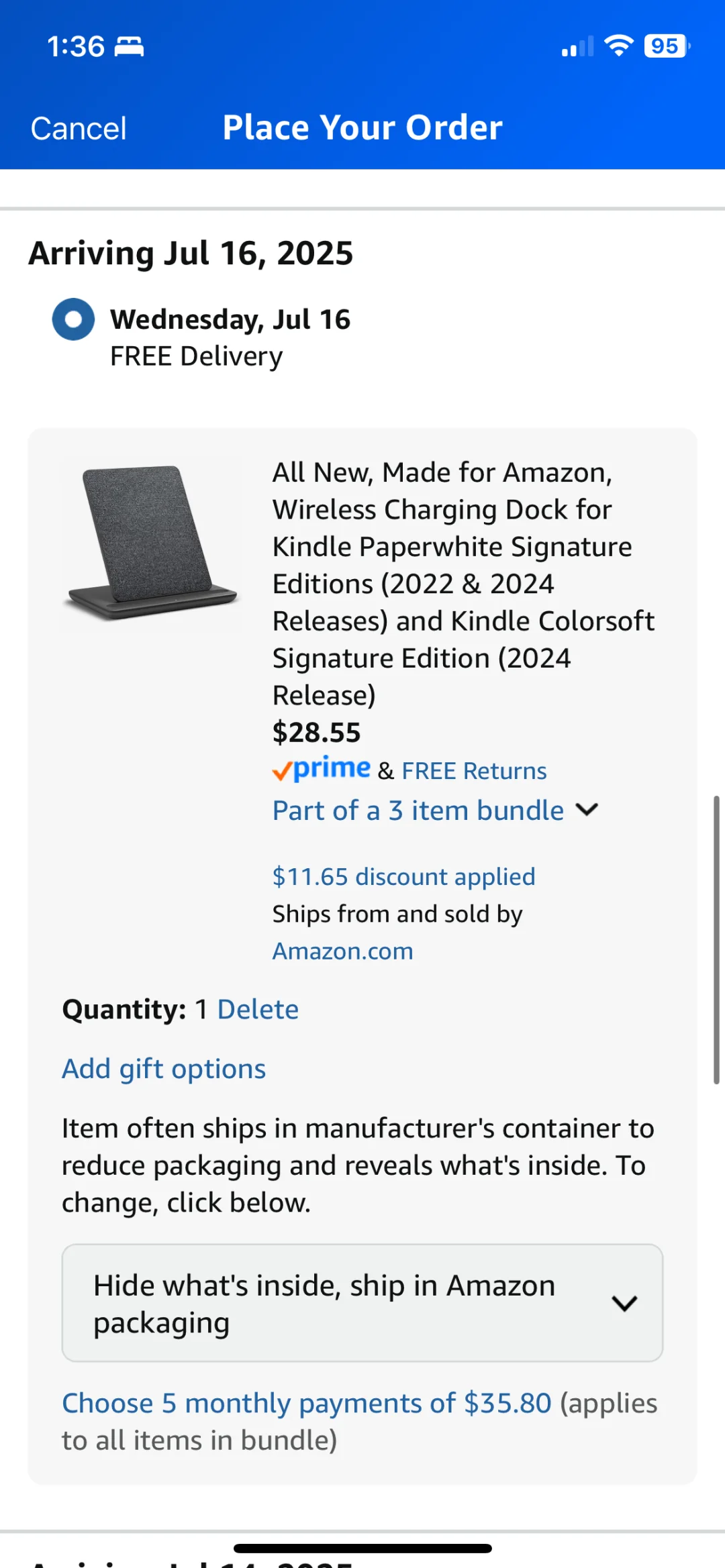 prime day史低kindle pw6 签名版 已下单