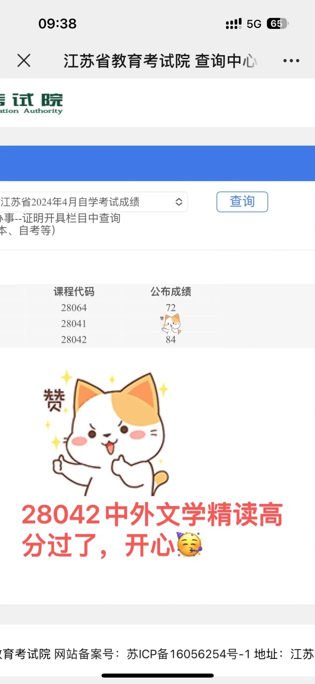 28042中外文学精读高分过，开心极了！