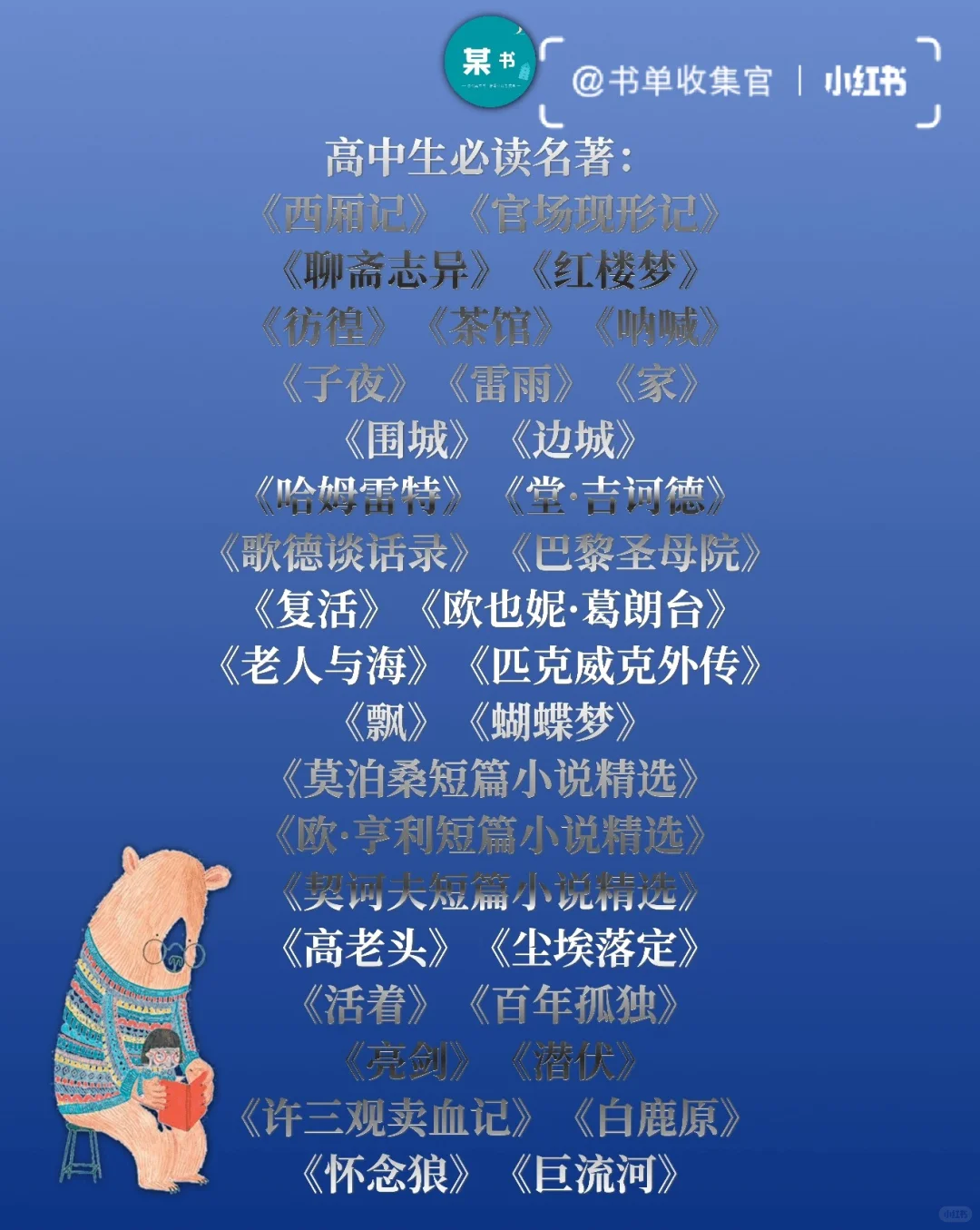 适合高中生阅读中外名著书单分享