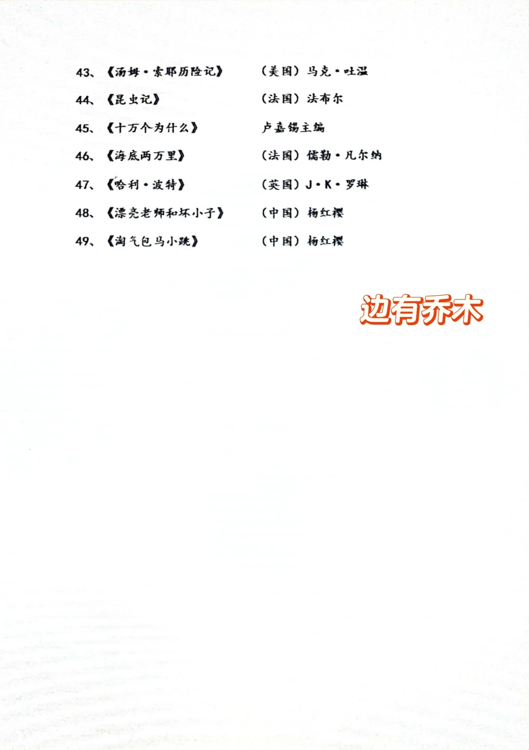 儿童文学作品阅读参考篇目📚