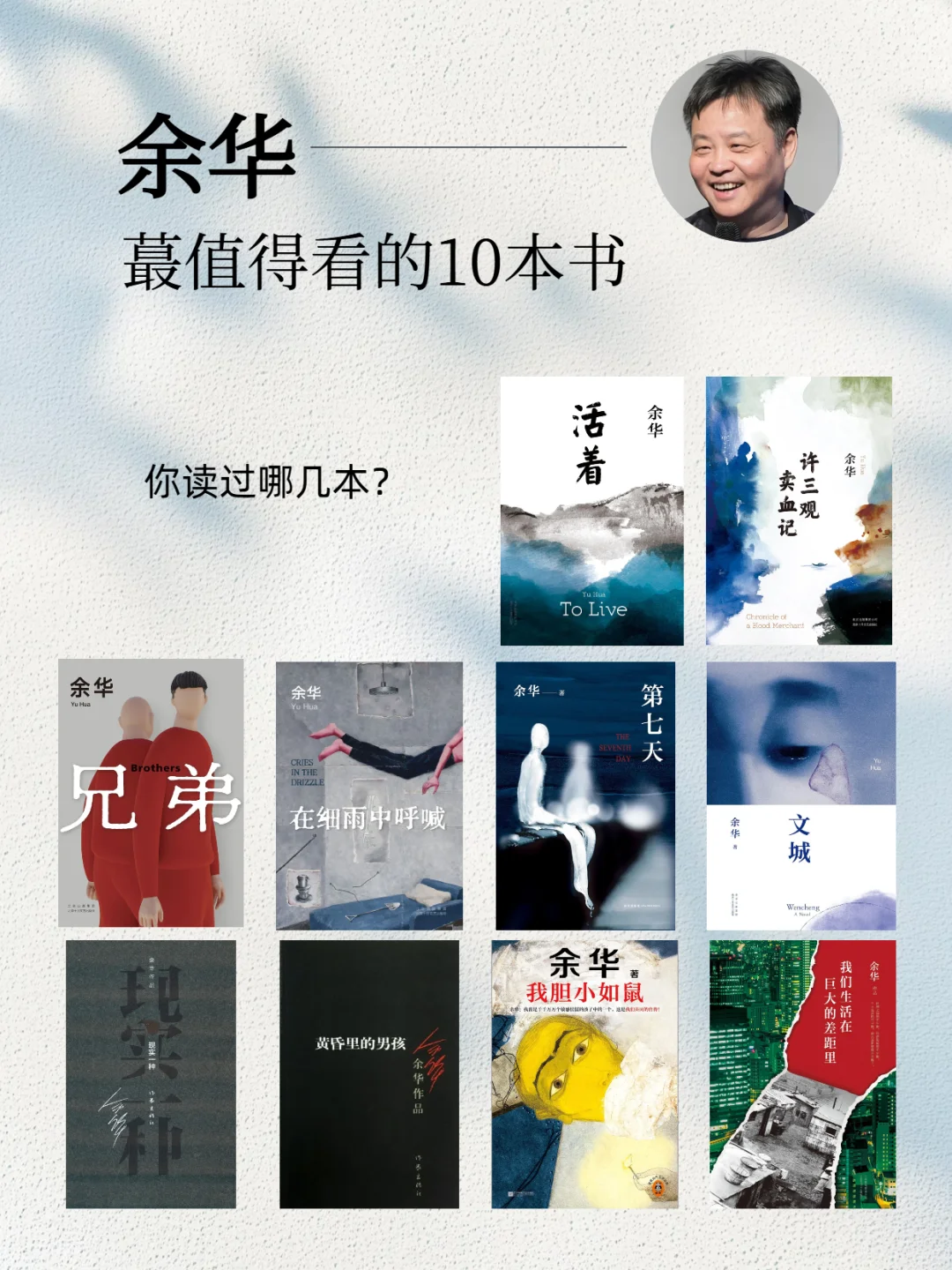 📖 余华必读10本经典作品，你读过哪本？