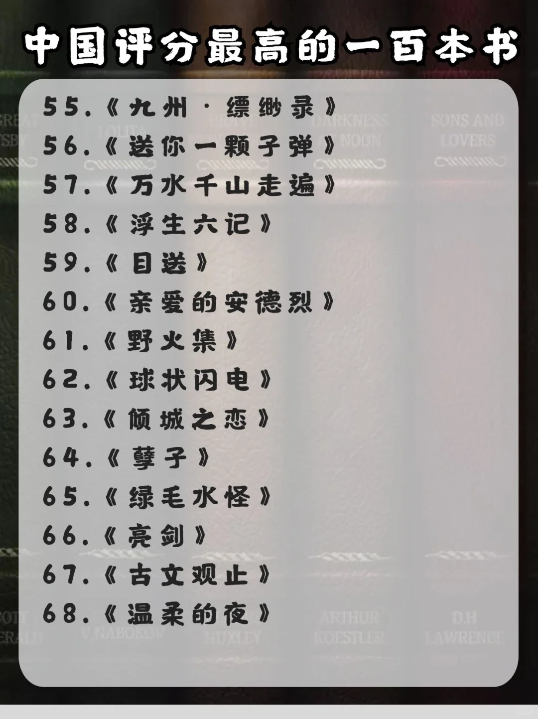 中国评分最高的100本书📖每一本都是经典