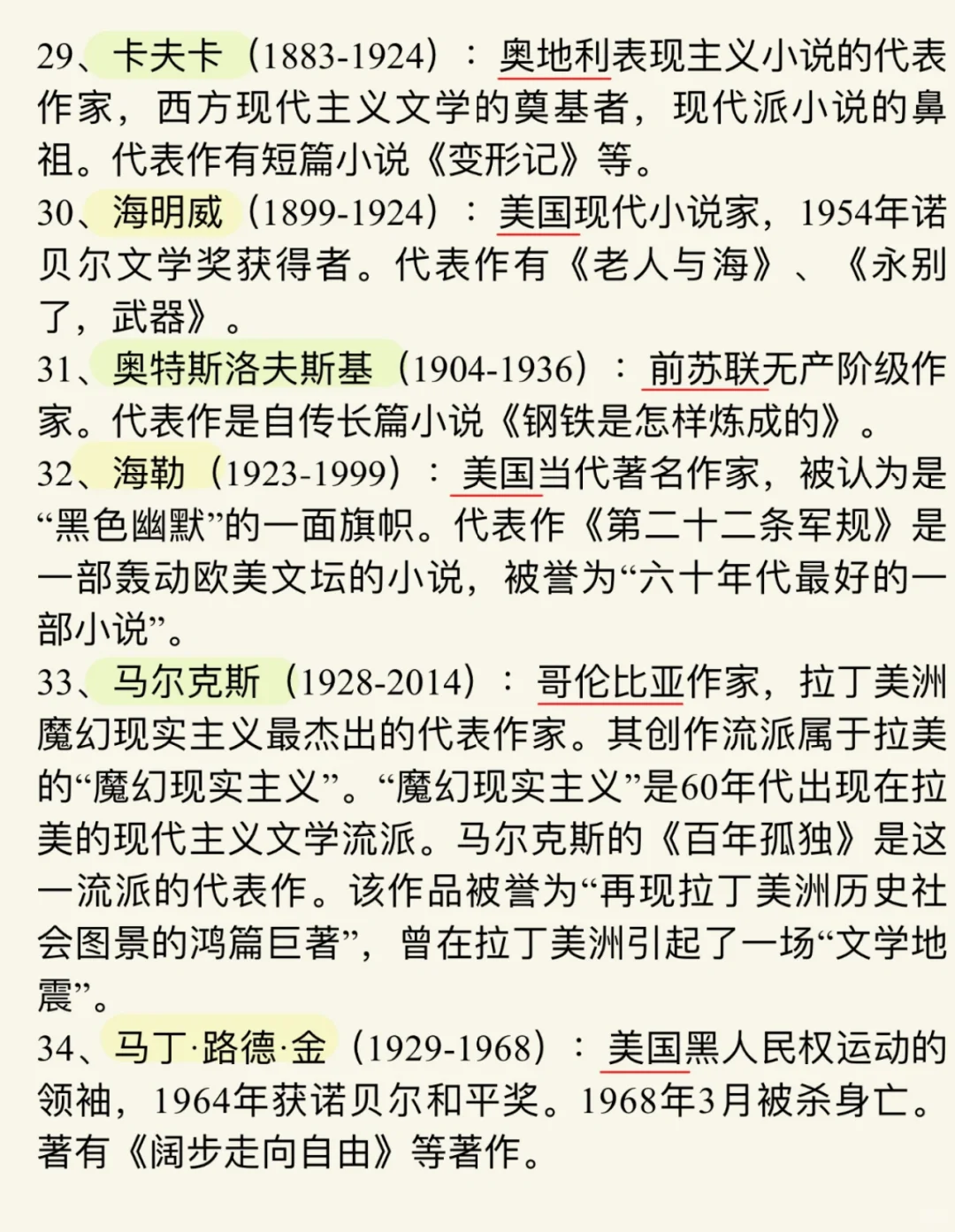 外国作家及其代表作