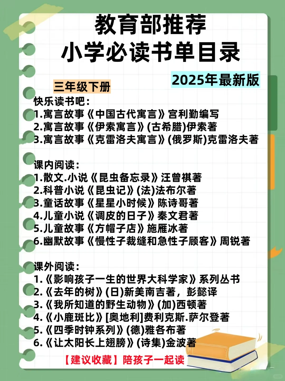 教育部推荐小学生必读书单，为孩子收藏