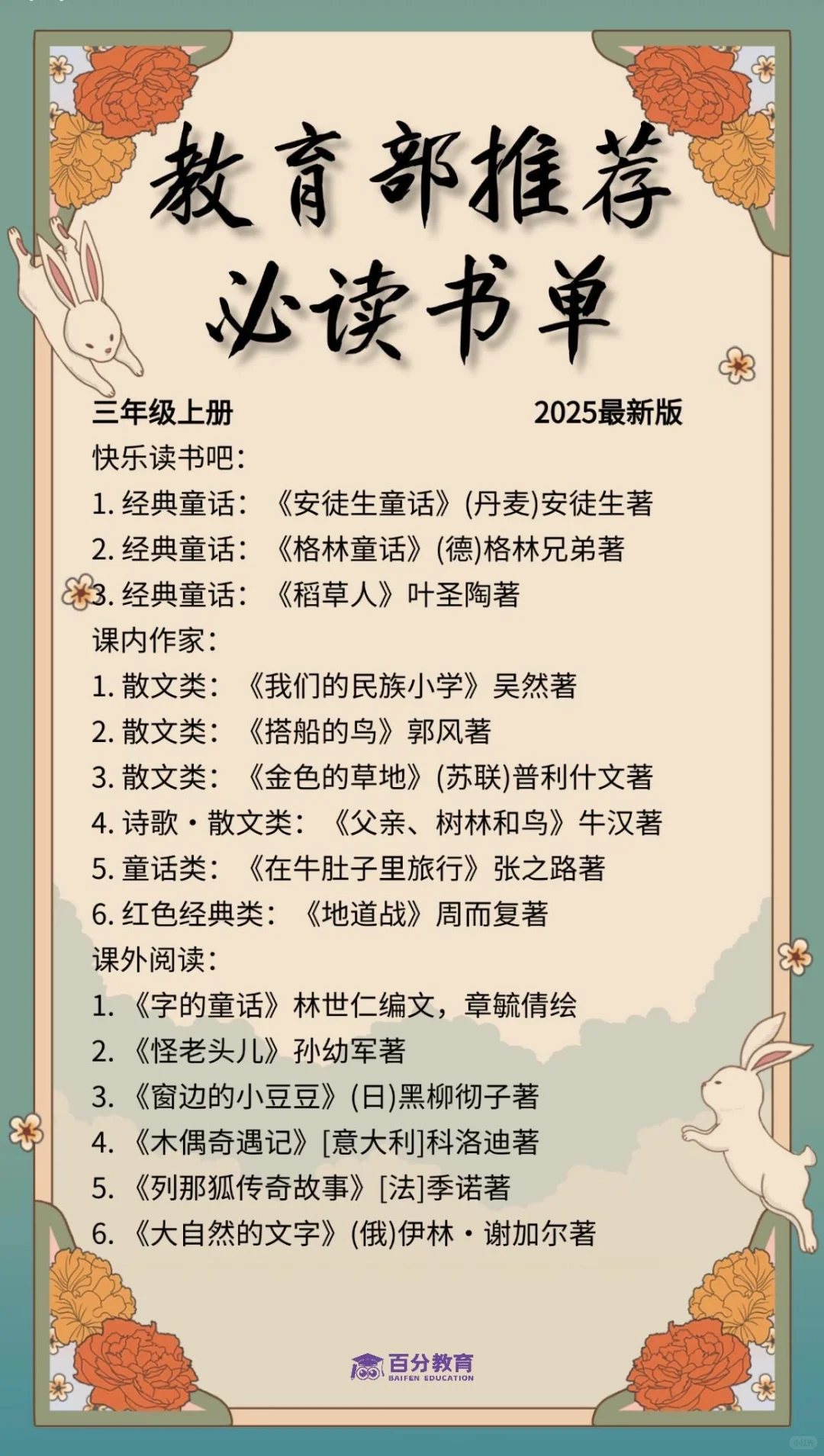 📚 1-6年级必读书单来啦‼️
