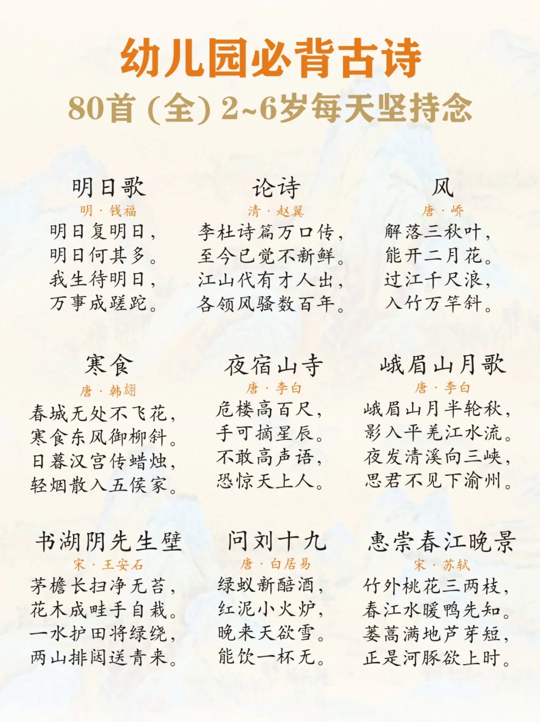 快给孩子收藏🔥幼儿园必背80首古诗‼️