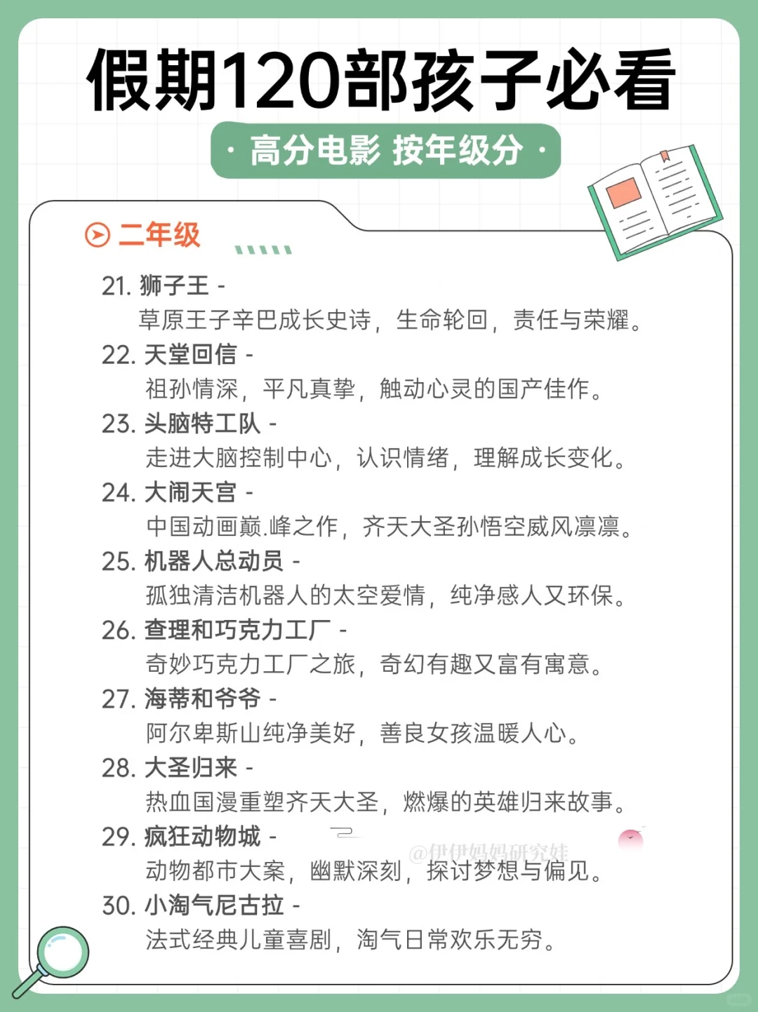 ☝️收图 120部儿童必看高分电影🎬假期不费妈
