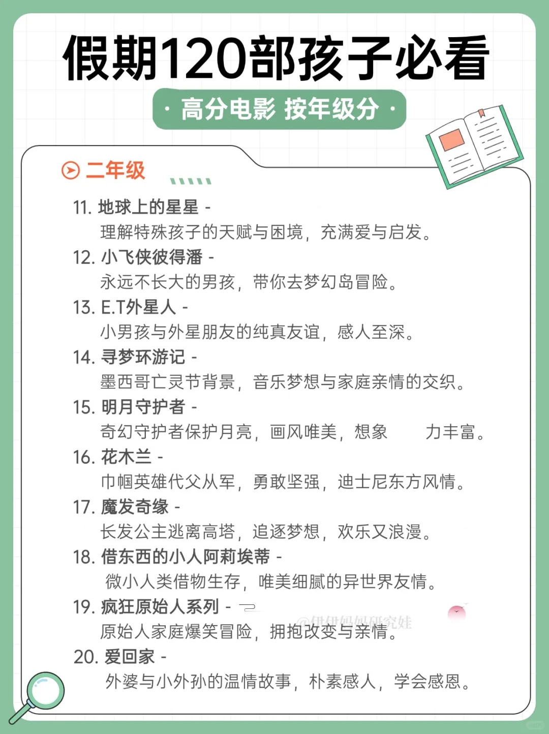 ☝️收图 120部儿童必看高分电影🎬假期不费妈