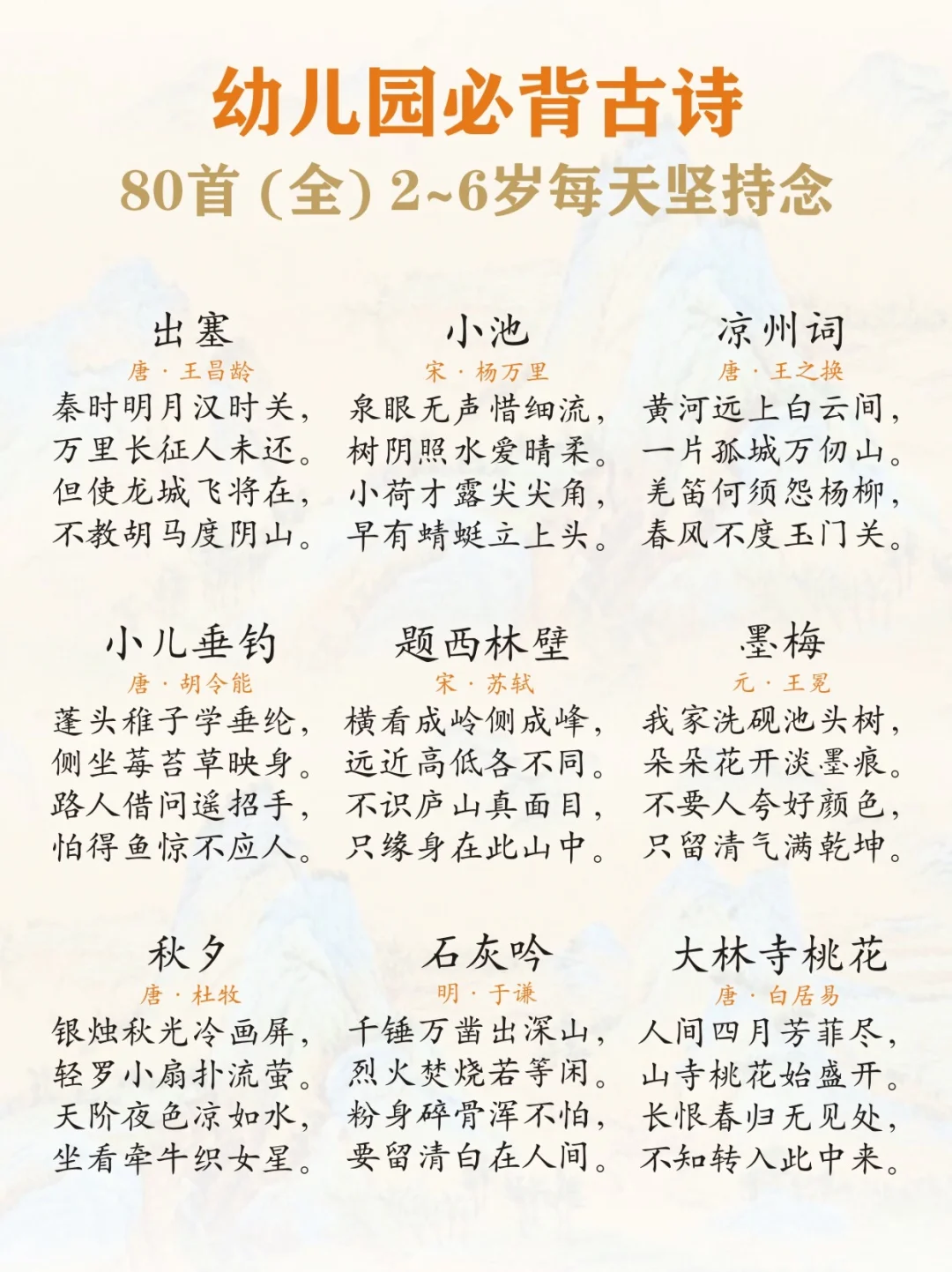 快给孩子收藏🔥幼儿园必背80首古诗‼️