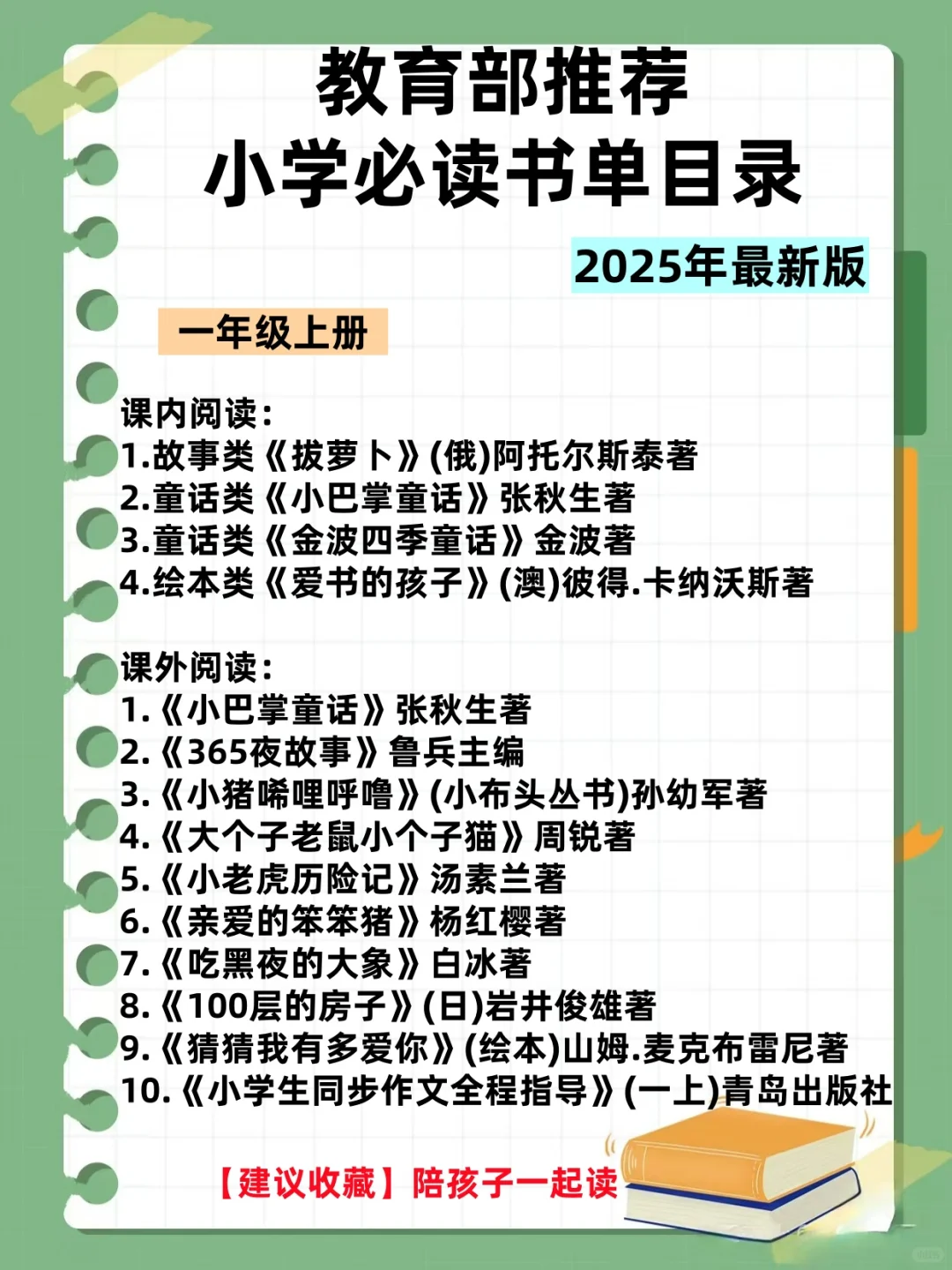 教育部推荐小学生必读书单，为孩子收藏