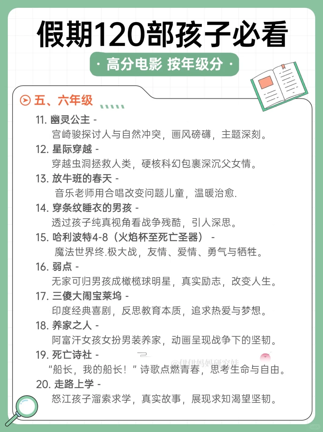 ☝️收图 120部儿童必看高分电影🎬假期不费妈