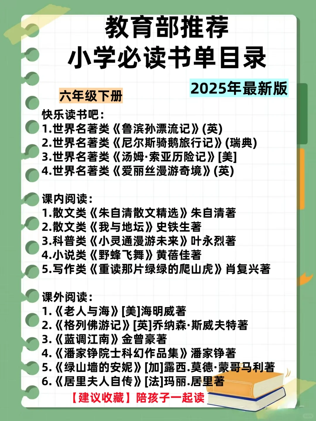 教育部推荐小学生必读书单，为孩子收藏