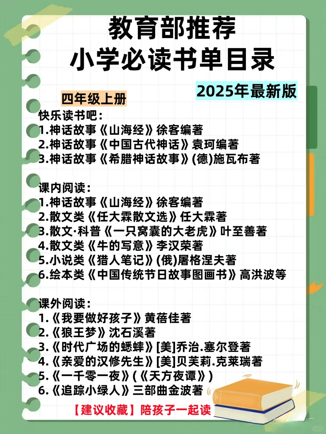 教育部推荐小学生必读书单，为孩子收藏
