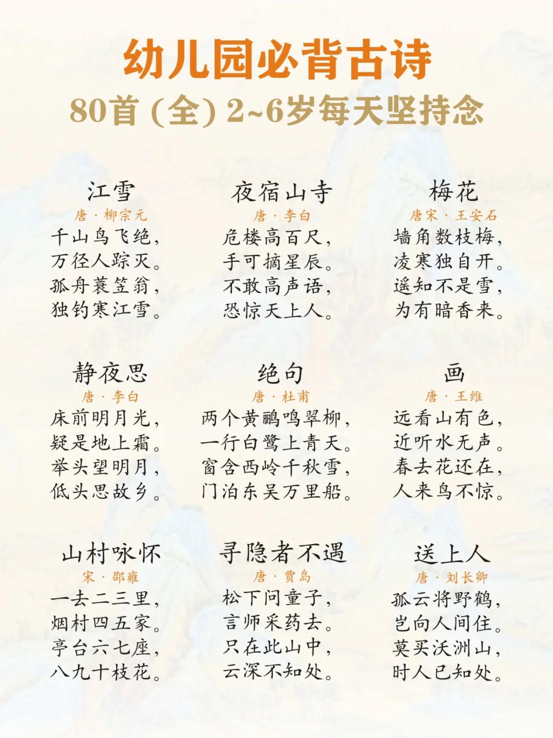 快给孩子收藏🔥幼儿园必背80首古诗‼️