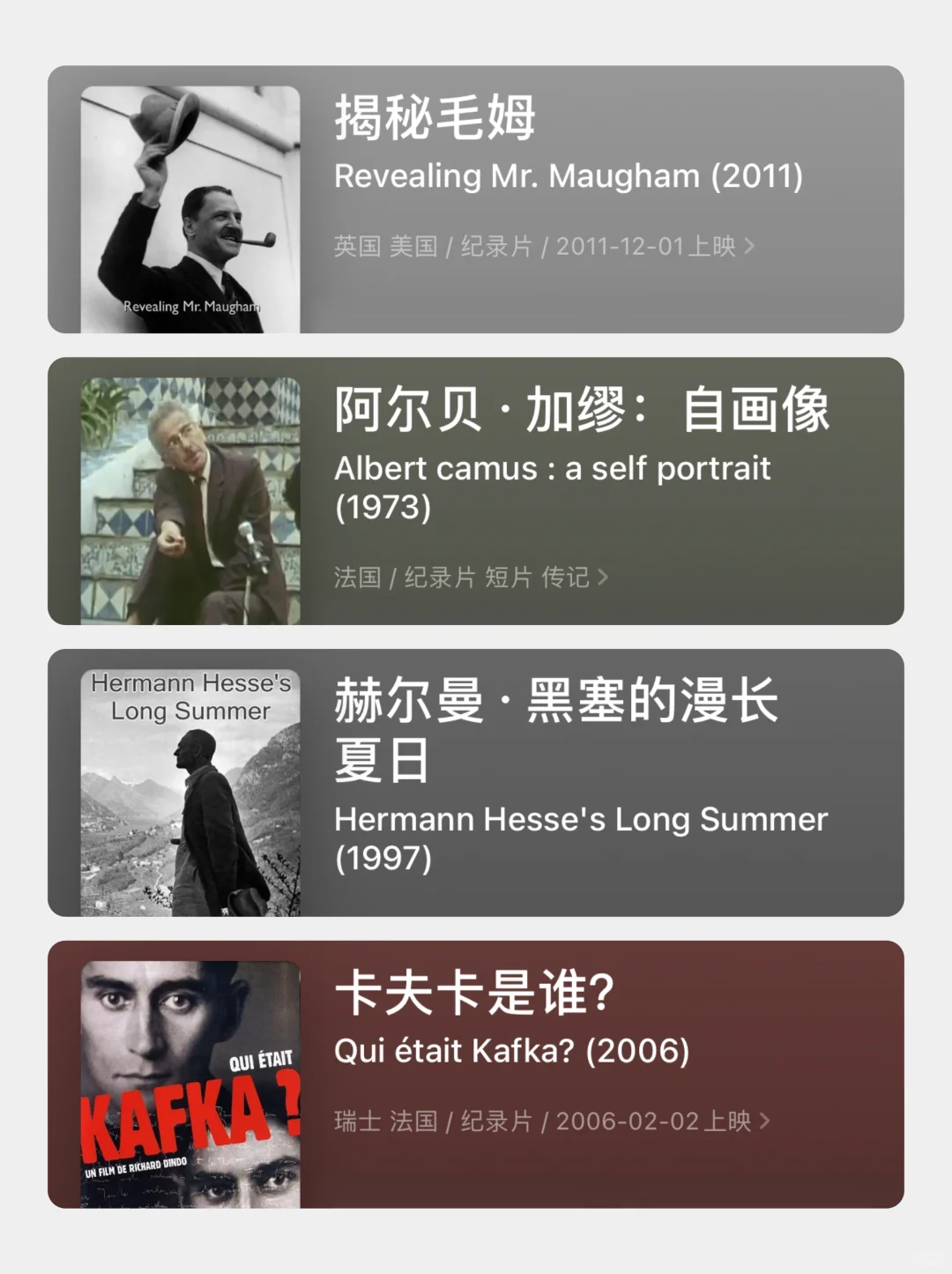 文学爱好者必看，28部作家纪录片