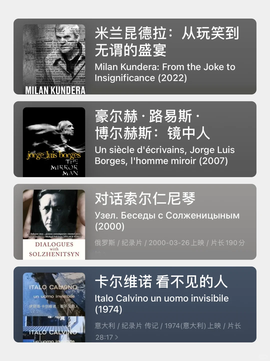 文学爱好者必看，28部作家纪录片