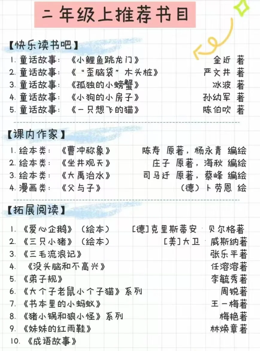 教育部推荐小学二年级上学期必读书单