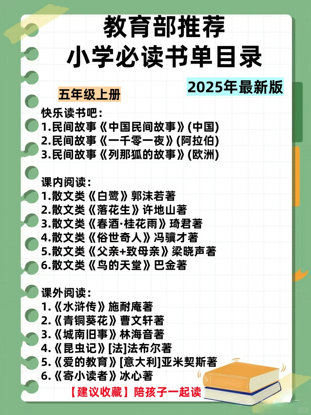 教育部推荐小学生必读书单，为孩子收藏