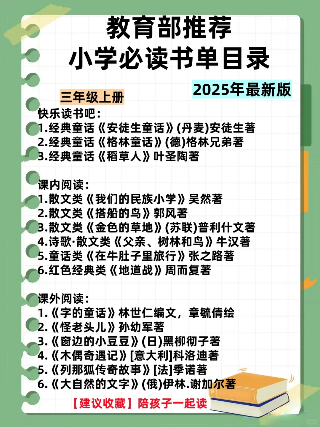 教育部推荐小学生必读书单，为孩子收藏