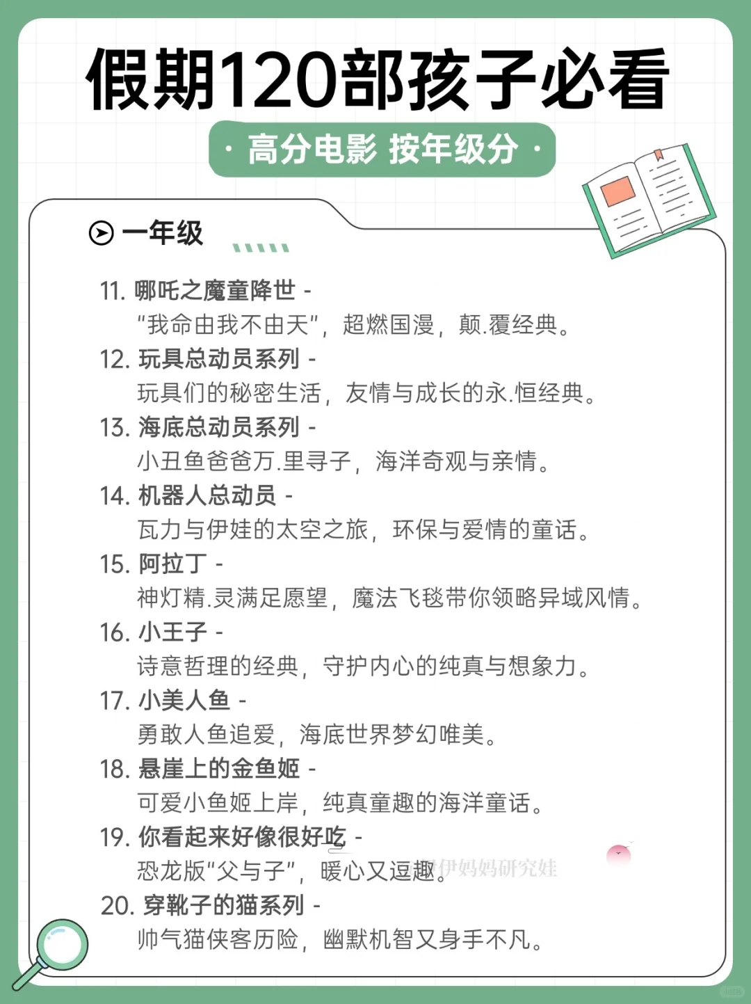☝️收图 120部儿童必看高分电影🎬假期不费妈