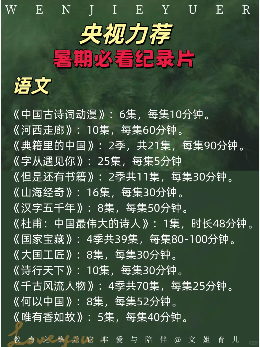 央视力荐，暑期必看纪录片