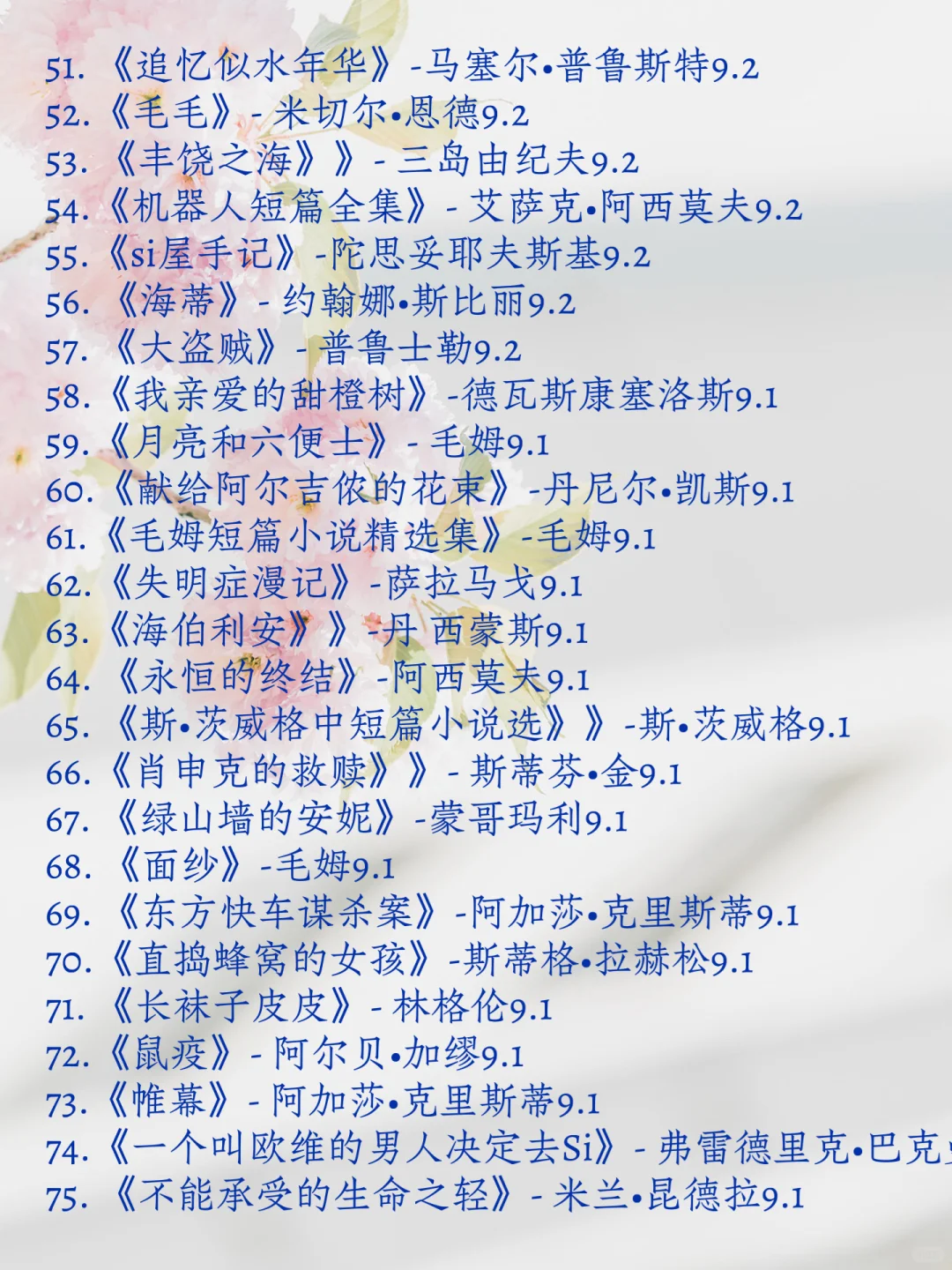 豆瓣9.0以上的国内文学国外文学
