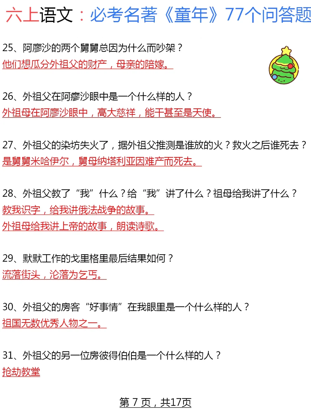 六上名著《童年》，暑假背熟❗️开学躺平了