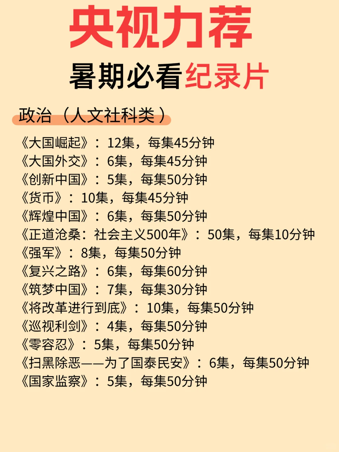 央视力荐‼️假期必看纪录片，赶紧收藏