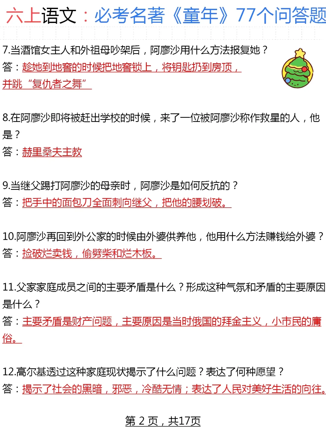 六上名著《童年》，暑假背熟❗️开学躺平了