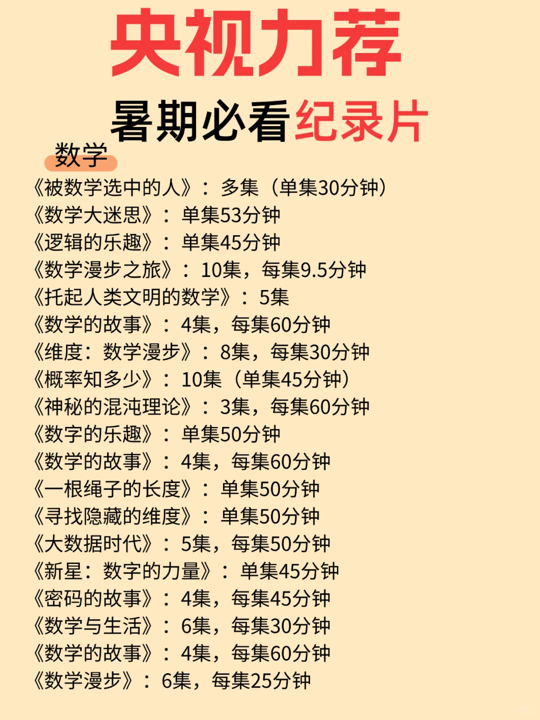 央视力荐‼️假期必看纪录片，赶紧收藏