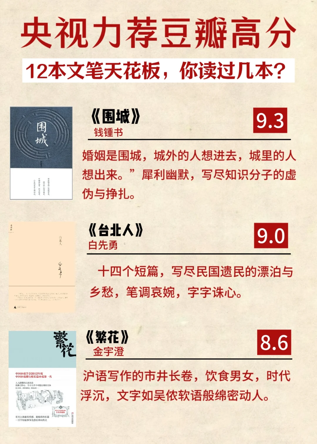 📚【央视力荐】12本文笔天花板，你读过几本？