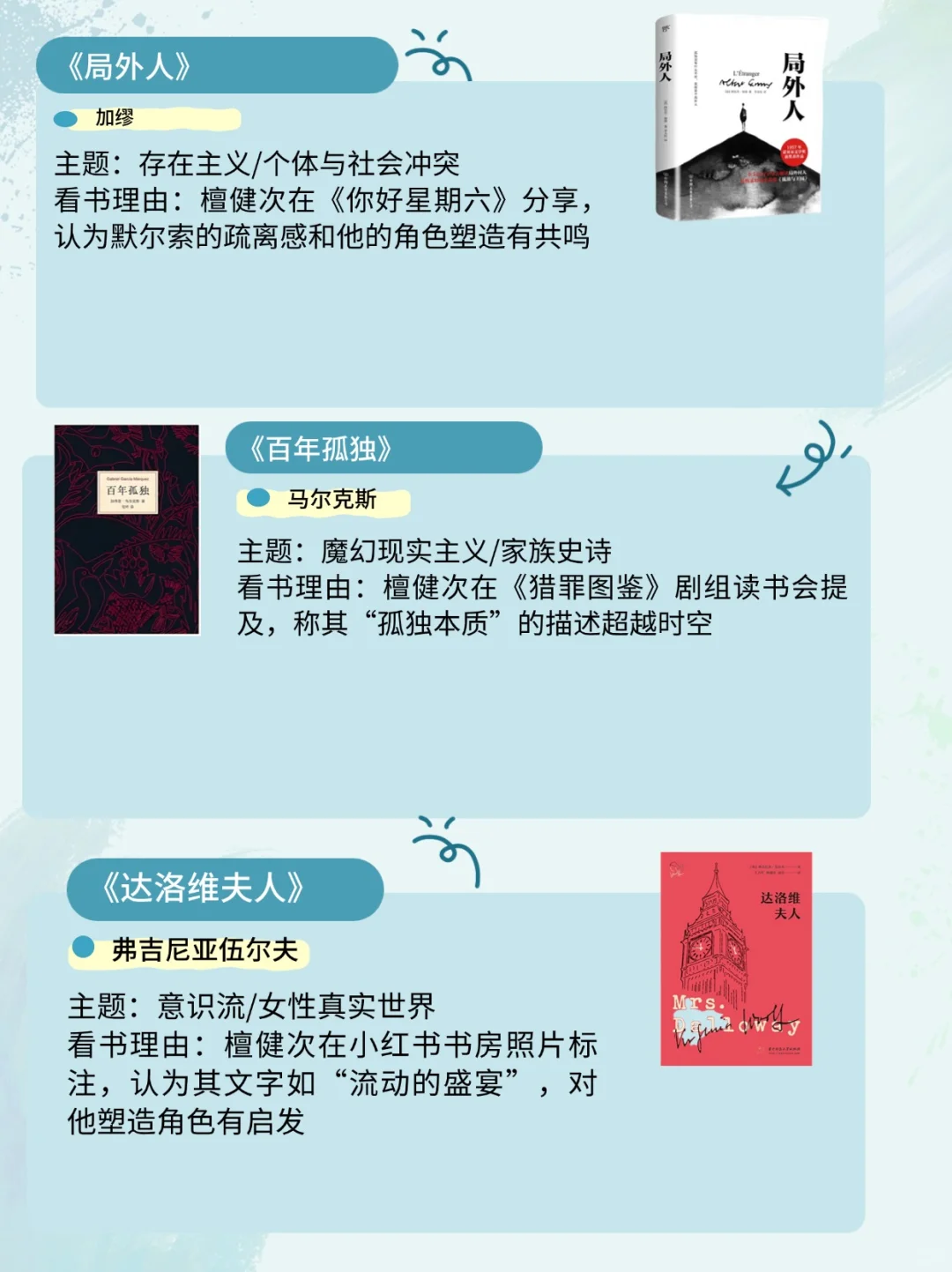 檀健次书单📚，书迷速速码住！