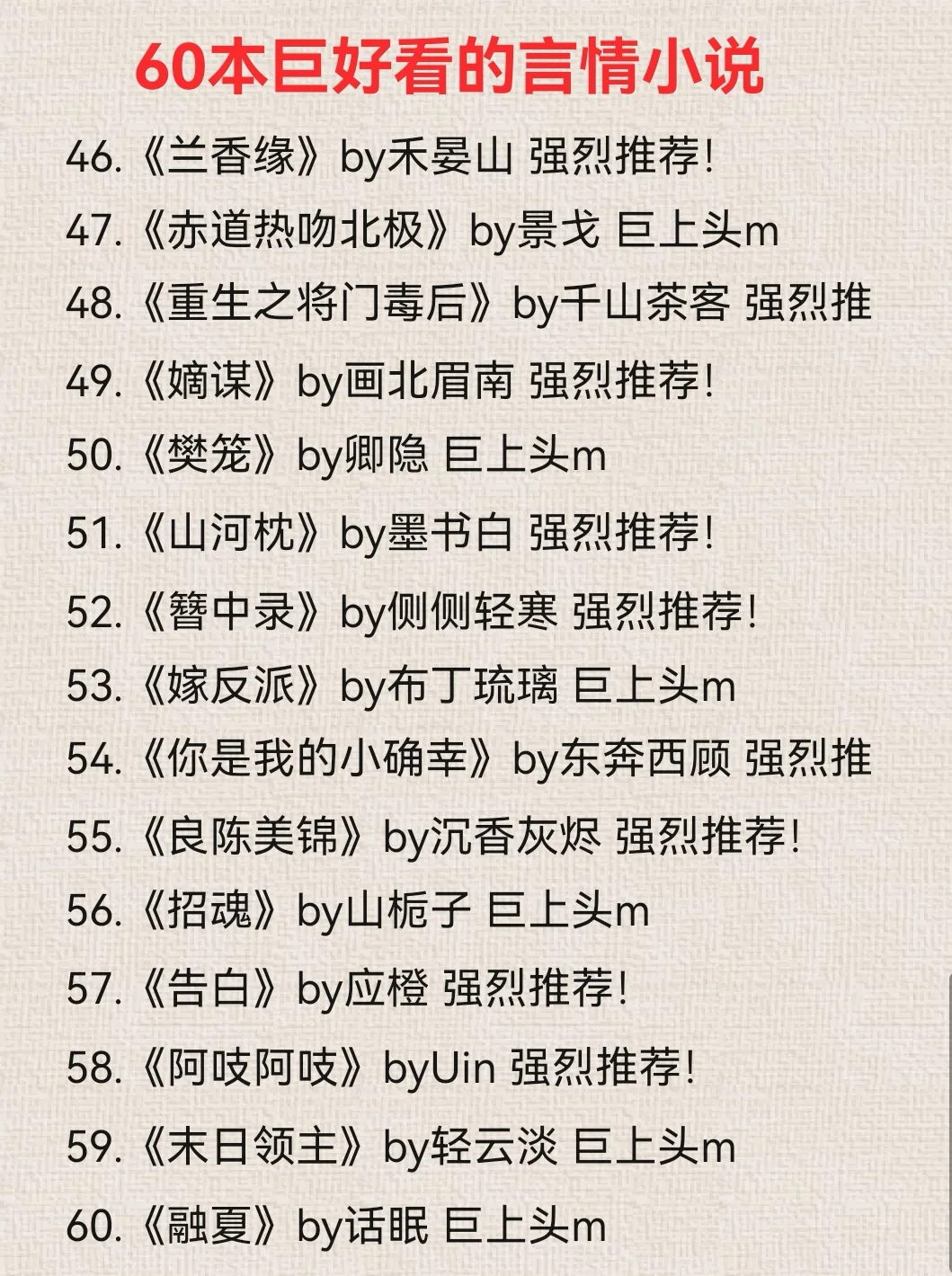 60本越看越上头的言情小说，巨巨巨好看！