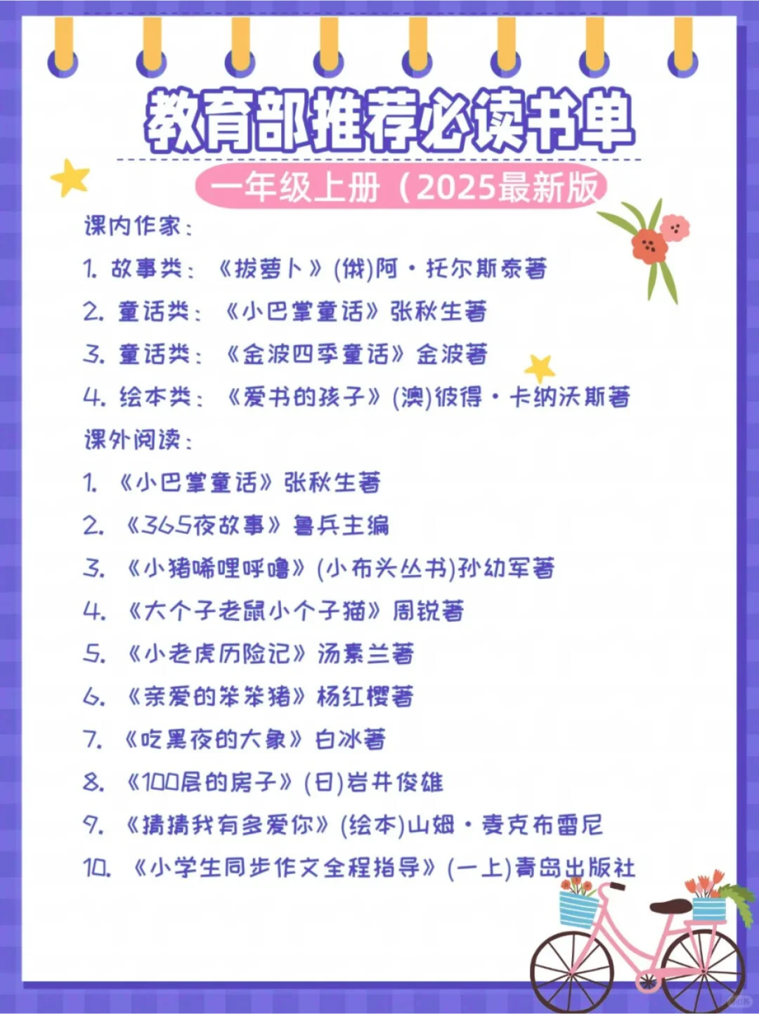 25教育部推荐❗1-6年级暑假必读书单