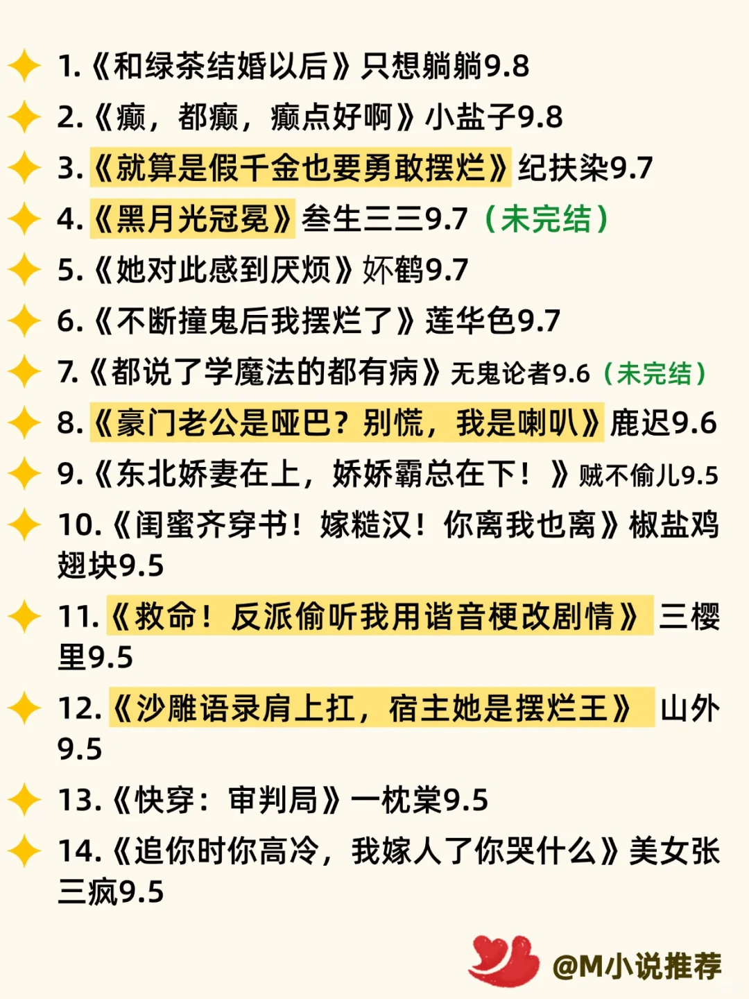 番茄【题材新颖】小说！笑出鹅叫必看清单！