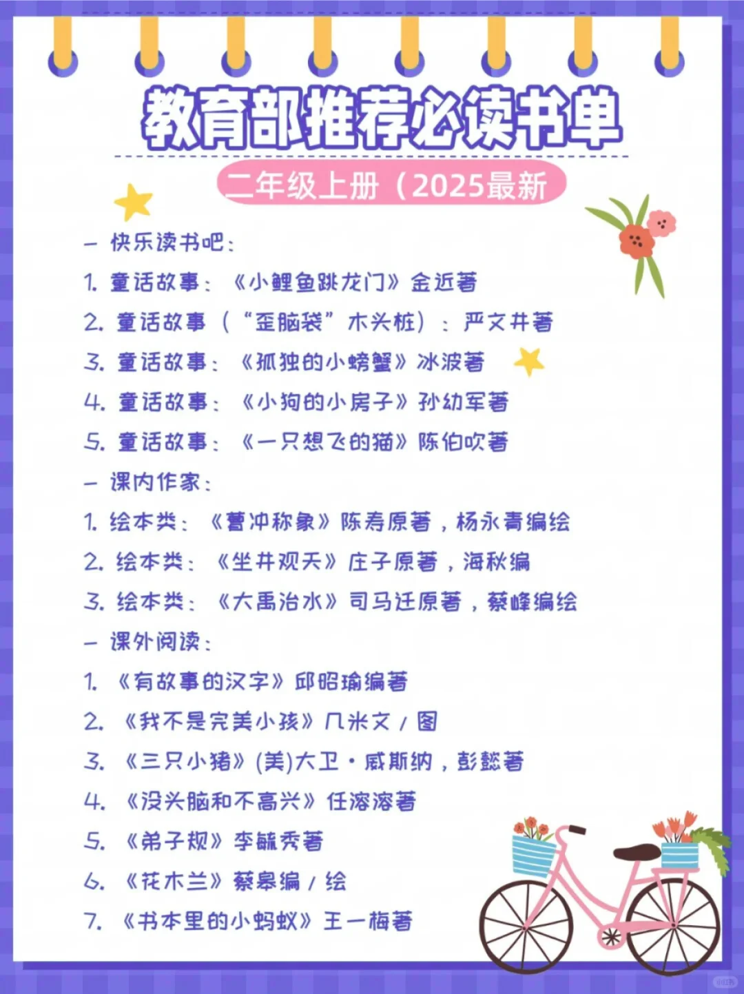 25教育部推荐❗1-6年级暑假必读书单