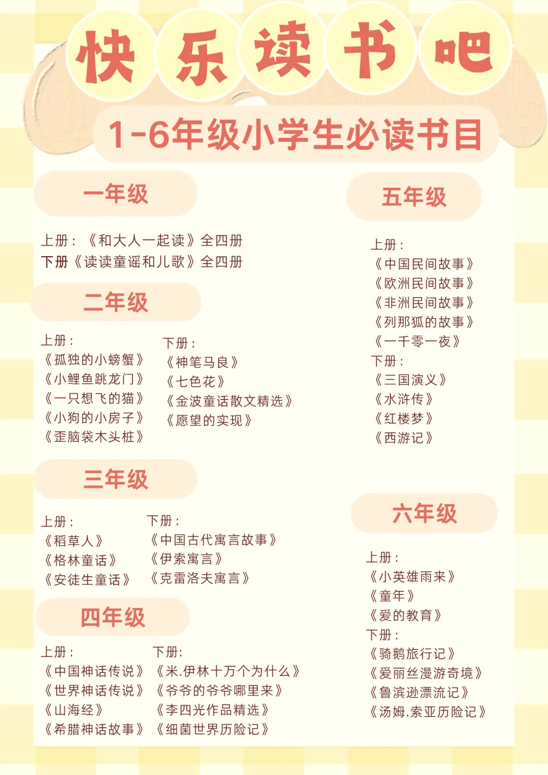 1-6年级小学生必读书目
