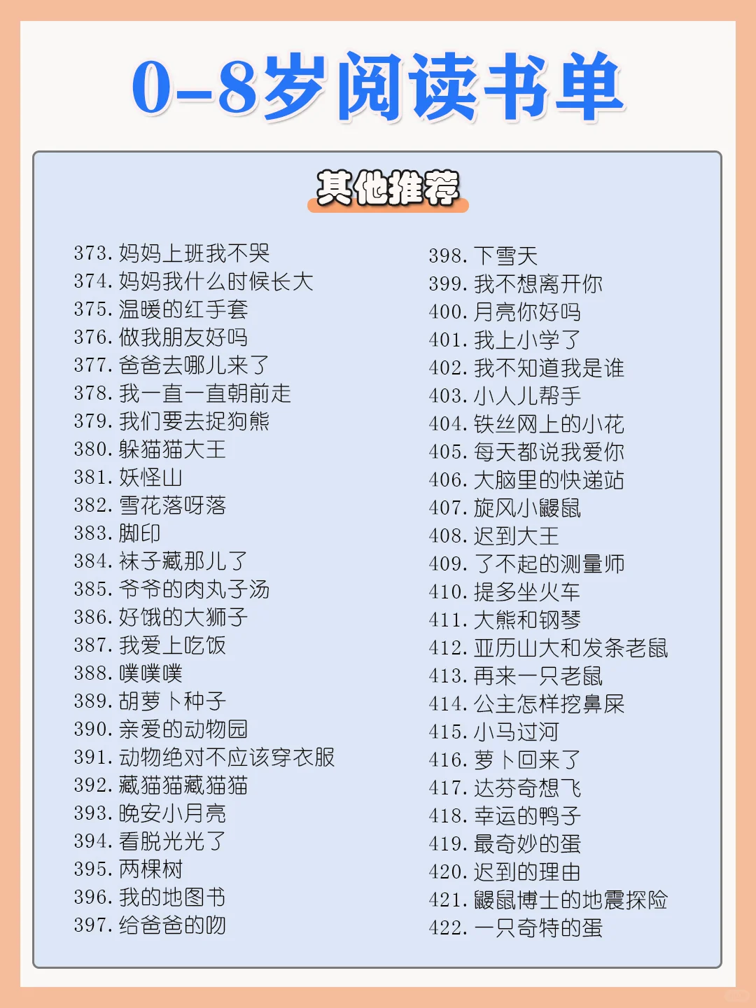 0️⃣-8️⃣岁阅读书单~🌟快收藏吧！