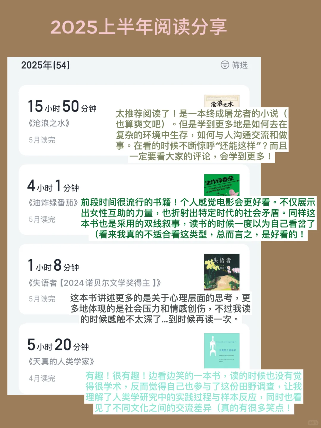 *分享2025上半年读的54本书：